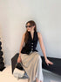 Collar Down Sleeveless Vest With Skirts Sets